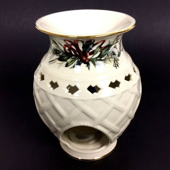 Lenox Holiday Winter Greetings Ceramic Tea Candle Holder & Tart Warmer - Picture 1 of 7